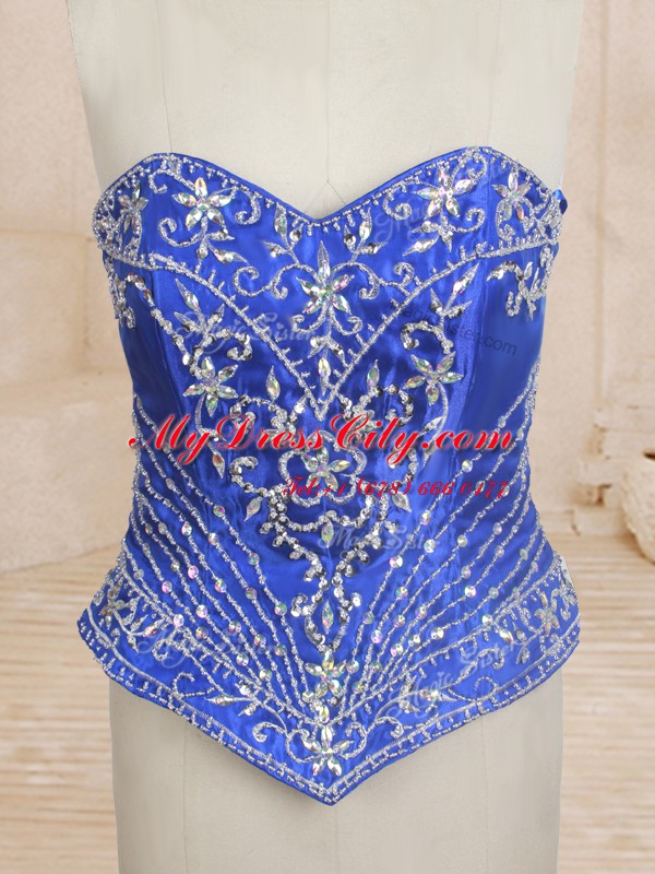 Exceptional Three Piece Royal Blue Sleeveless Brush Train Beading and Ruffles With Train Sweet 16 Quinceanera Dress