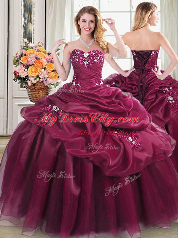 Sleeveless Lace Up Floor Length Appliques and Pick Ups Sweet 16 Quinceanera Dress