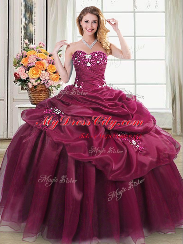 Sleeveless Lace Up Floor Length Appliques and Pick Ups Sweet 16 Quinceanera Dress