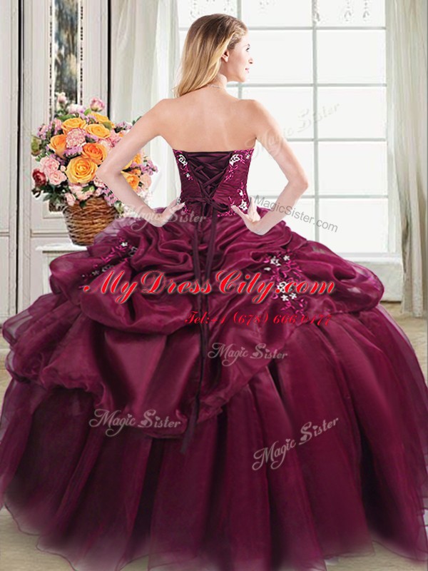 Sleeveless Lace Up Floor Length Appliques and Pick Ups Sweet 16 Quinceanera Dress