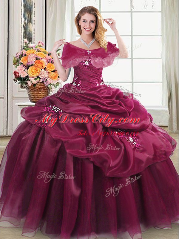 Sleeveless Lace Up Floor Length Appliques and Pick Ups Sweet 16 Quinceanera Dress