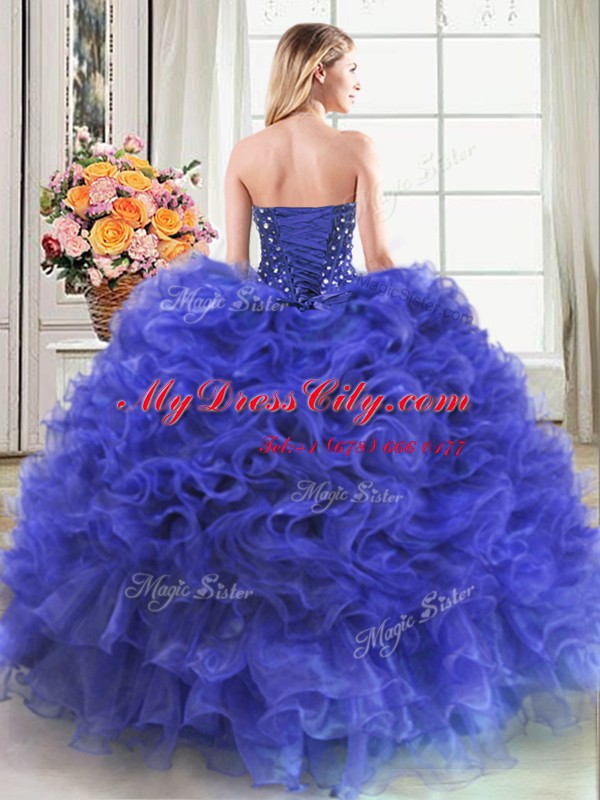 Sleeveless Beading and Ruffles Lace Up Quinceanera Gowns