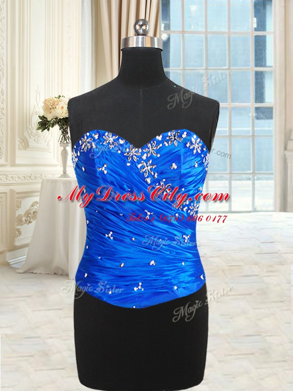 Four Piece Floor Length Ball Gowns Sleeveless Royal Blue Quince Ball Gowns Lace Up