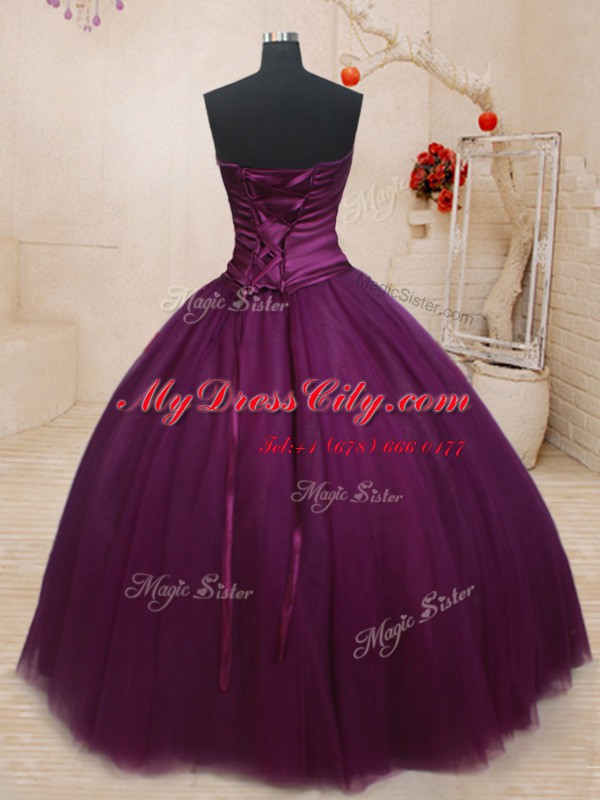 Vintage Three Piece Strapless Sleeveless Tulle Vestidos de Quinceanera Beading Lace Up