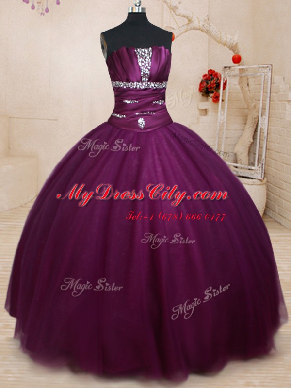 Vintage Three Piece Strapless Sleeveless Tulle Vestidos de Quinceanera Beading Lace Up