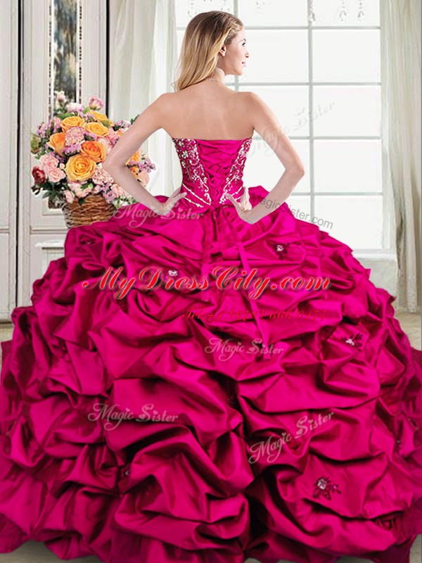 Sweetheart Sleeveless Organza and Taffeta Quinceanera Dress Beading and Embroidery and Pick Ups Lace Up