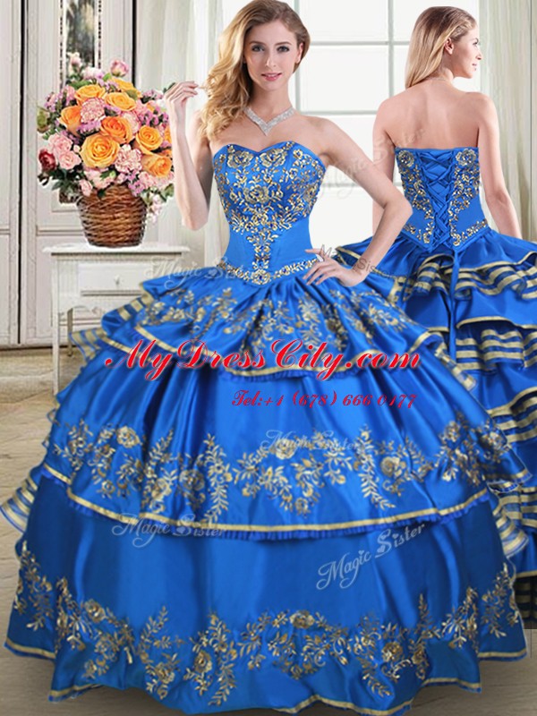 Sleeveless Beading and Embroidery and Ruffled Layers Lace Up Sweet 16 Dress