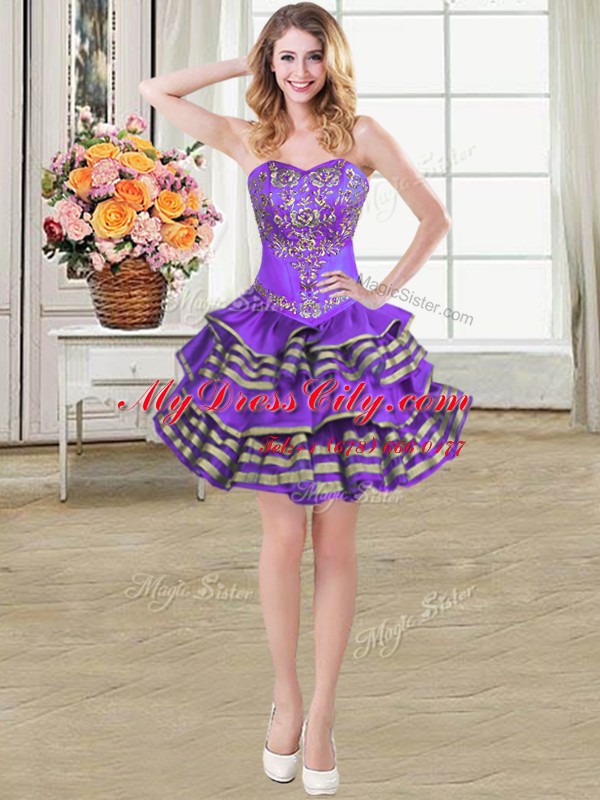 Custom Designed Three Piece Sweetheart Sleeveless Taffeta Sweet 16 Dress Embroidery and Ruffled Layers Lace Up