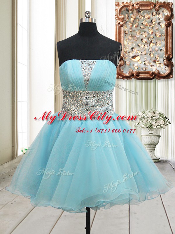 Sleeveless Beading Zipper Prom Dresses