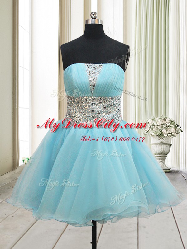 Sleeveless Beading Zipper Prom Dresses