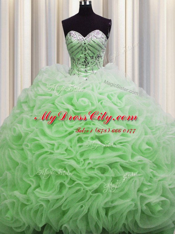 Rolling Flowers Brush Train Quinceanera Gowns Military Ball and Sweet 16 and Quinceanera and For with Beading and Pick Ups Sweetheart Sleeveless Lace Up