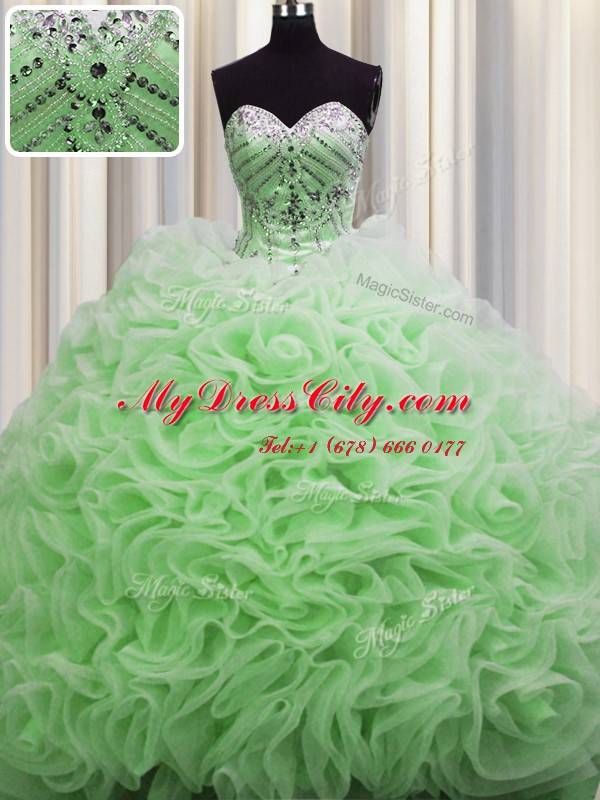 Rolling Flowers Brush Train Quinceanera Gowns Military Ball and Sweet 16 and Quinceanera and For with Beading and Pick Ups Sweetheart Sleeveless Lace Up