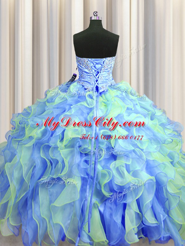 Floor Length Ball Gowns Sleeveless Multi-color Quince Ball Gowns Lace Up