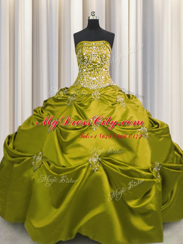 Taffeta Sleeveless Floor Length Sweet 16 Quinceanera Dress and Beading and Appliques and Embroidery