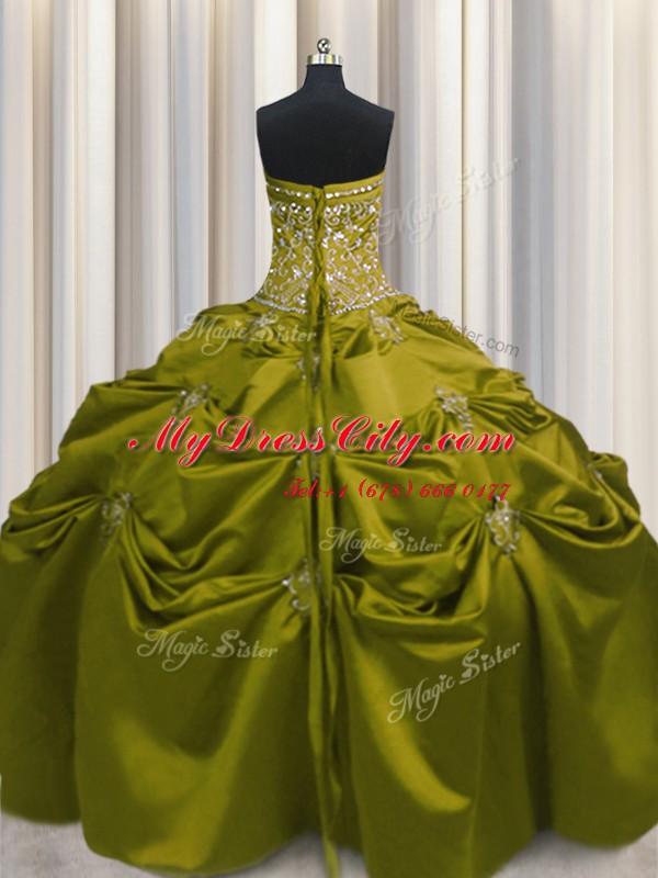 Taffeta Sleeveless Floor Length Sweet 16 Quinceanera Dress and Beading and Appliques and Embroidery