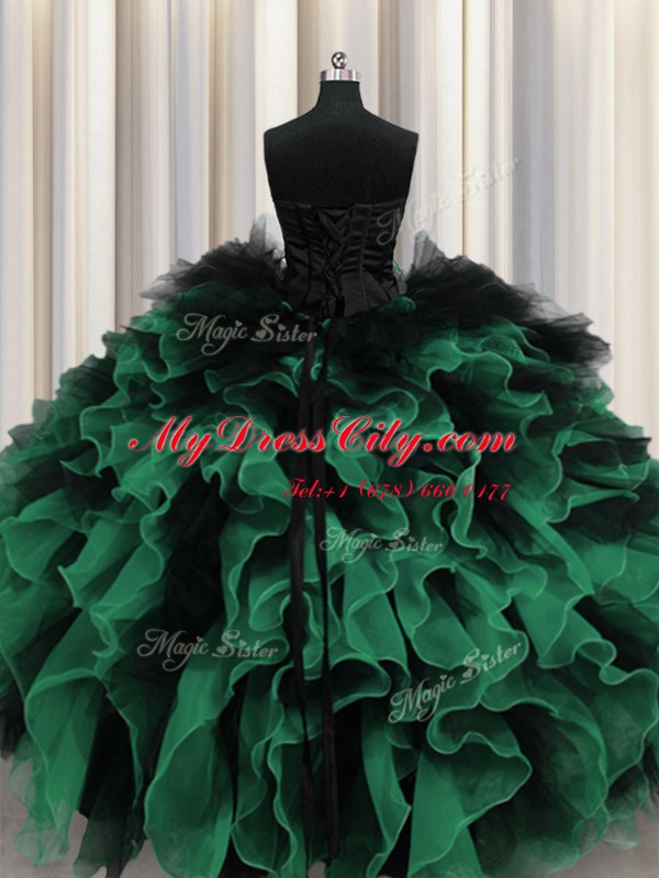 Classical Sweetheart Sleeveless Organza and Tulle 15 Quinceanera Dress Beading and Ruffles Lace Up