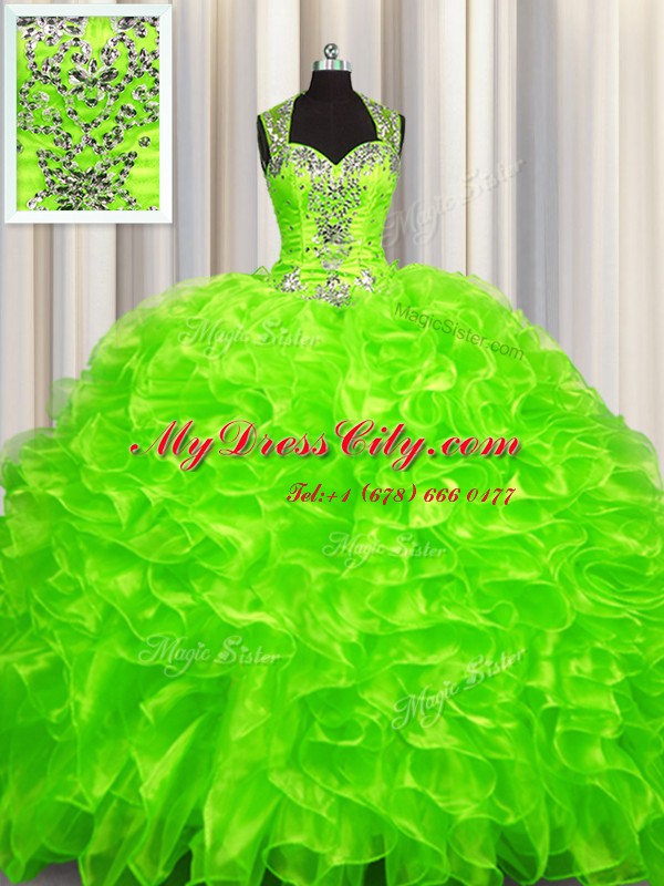 Pick Ups Zipper Up See Through Back Sweetheart Neckline Beading Sweet 16 Dress Sleeveless Zipper