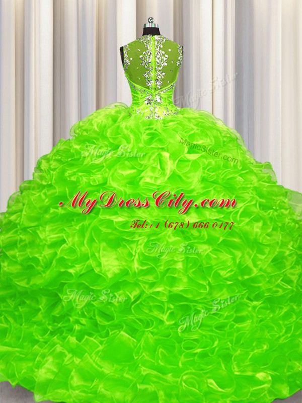 Pick Ups Zipper Up See Through Back Sweetheart Neckline Beading Sweet 16 Dress Sleeveless Zipper