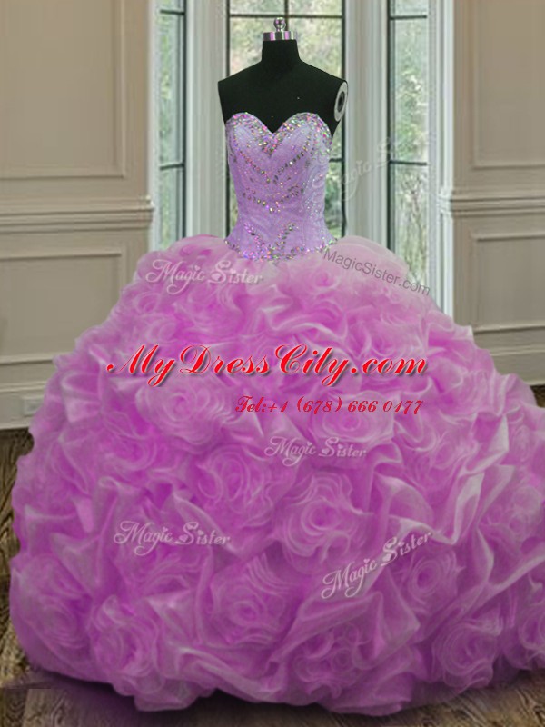 Dynamic Lilac Sweetheart Neckline Beading and Pick Ups Vestidos de Quinceanera Sleeveless Lace Up