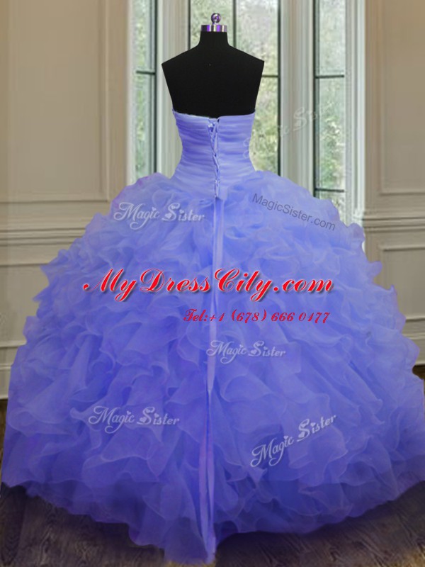 Beautiful Sleeveless Beading and Ruffles Lace Up Sweet 16 Dresses