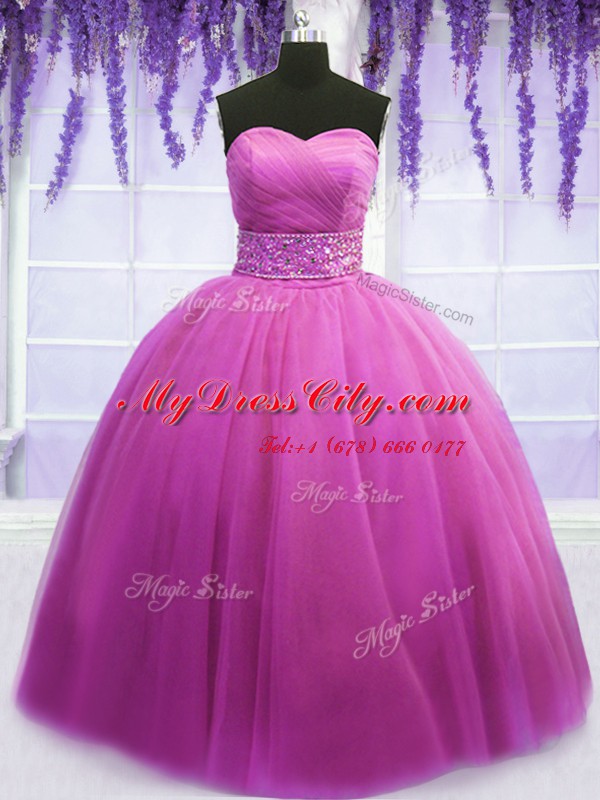 Customized Floor Length Lilac Vestidos de Quinceanera Sweetheart Sleeveless Lace Up