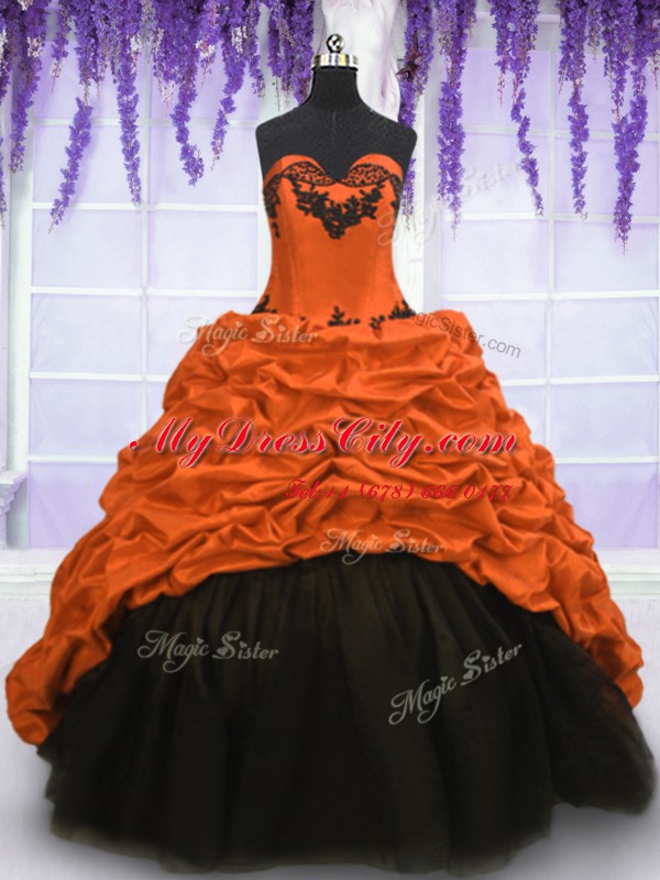 With Train Lace Up Quinceanera Gowns Multi-color for Military Ball and Sweet 16 and Quinceanera with Appliques and Pick Ups Sweep Train