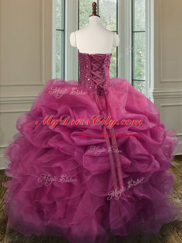 Lilac Sweetheart Neckline Beading and Ruffles Quinceanera Dresses Sleeveless Lace Up