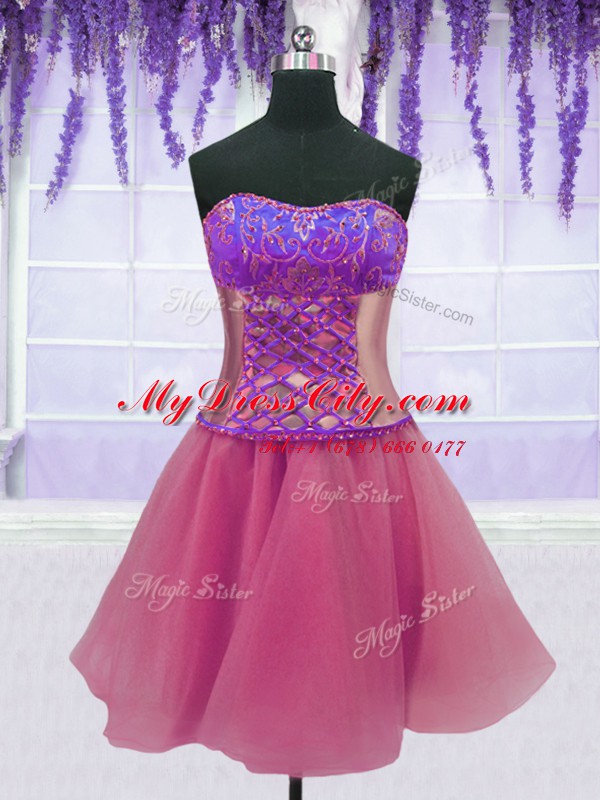 Four Piece Sleeveless Floor Length Embroidery and Ruffles Lace Up Quince Ball Gowns with Pink