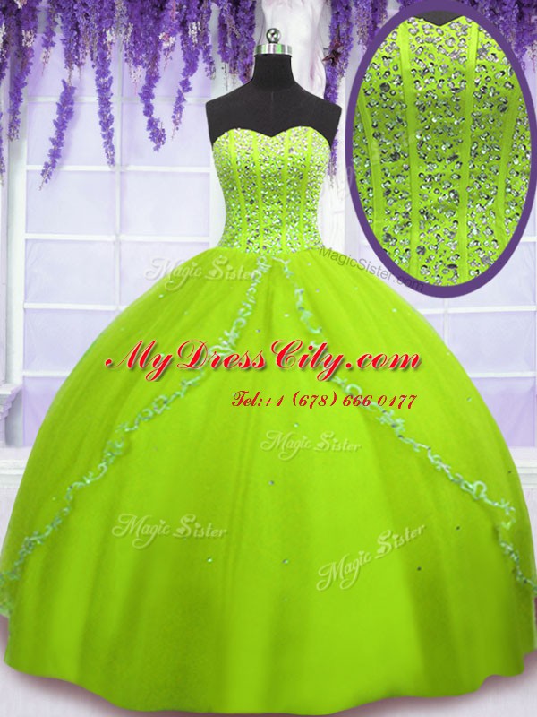 Sleeveless Beading Lace Up Sweet 16 Dress