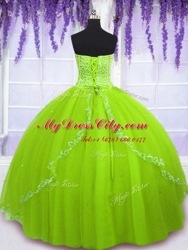 Sleeveless Beading Lace Up Sweet 16 Dress