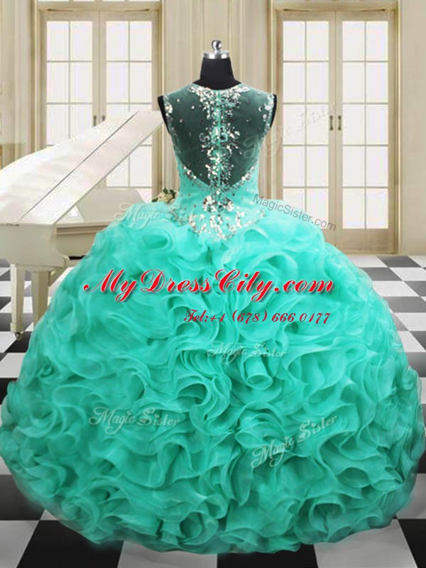 High Quality Straps Floor Length Ball Gowns Sleeveless Apple Green Quinceanera Gown Lace Up