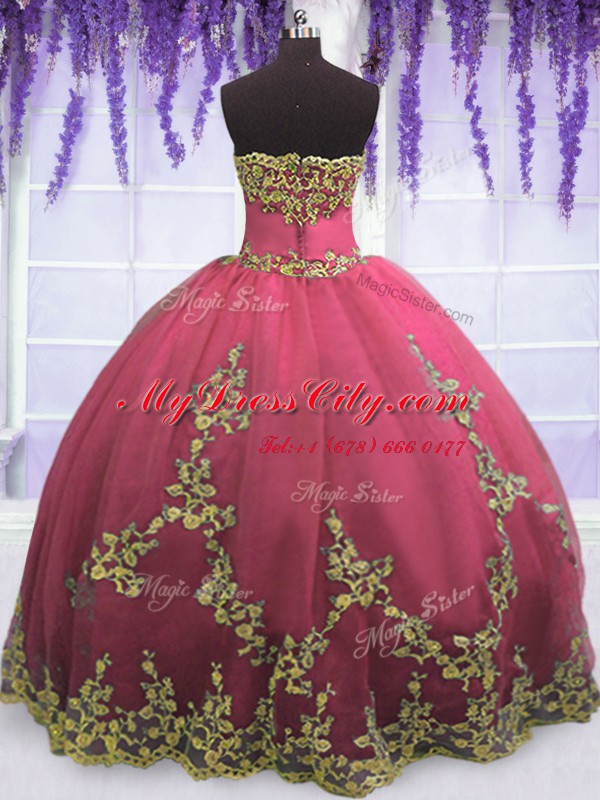 Fantastic Sleeveless Appliques Zipper Quinceanera Gown