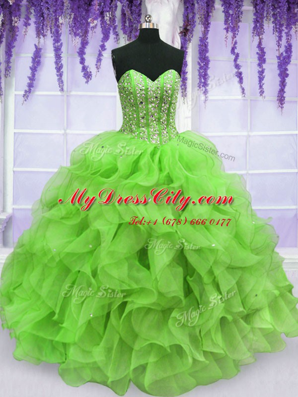 Custom Fit Sequins Floor Length Ball Gowns Sleeveless Quinceanera Gowns Lace Up