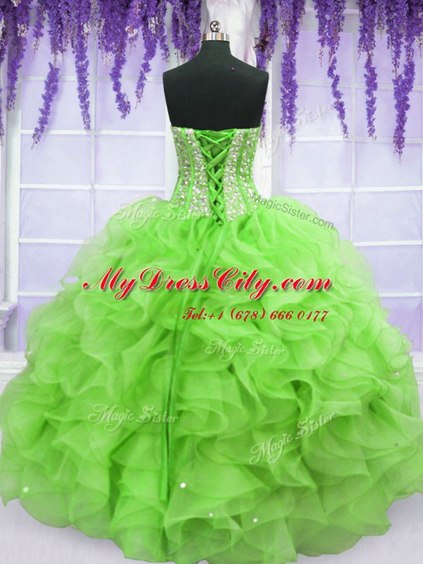 Custom Fit Sequins Floor Length Ball Gowns Sleeveless Quinceanera Gowns Lace Up