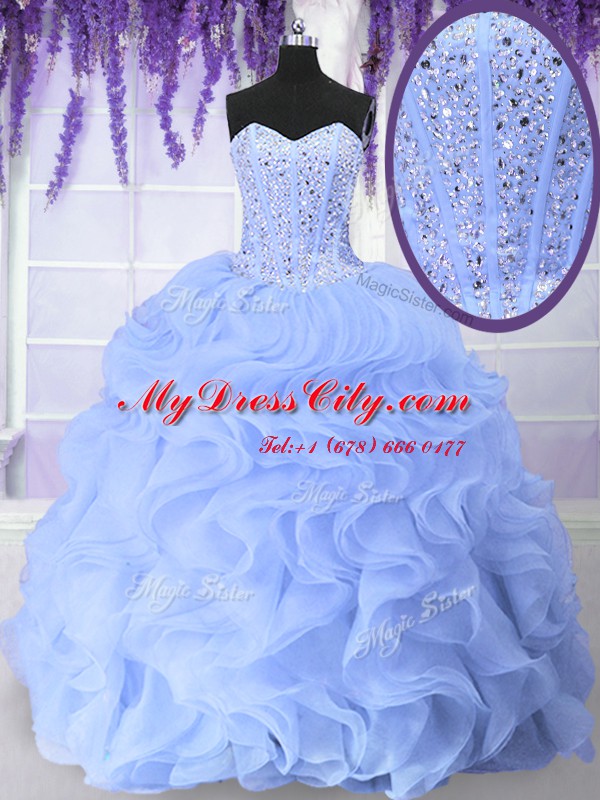 Sleeveless Lace Up Floor Length Beading and Ruffles Quinceanera Gowns