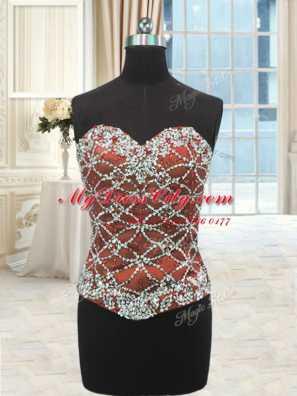 Dynamic Three Piece Sleeveless Lace Up Floor Length Beading and Pick Ups Ball Gown Prom Dress