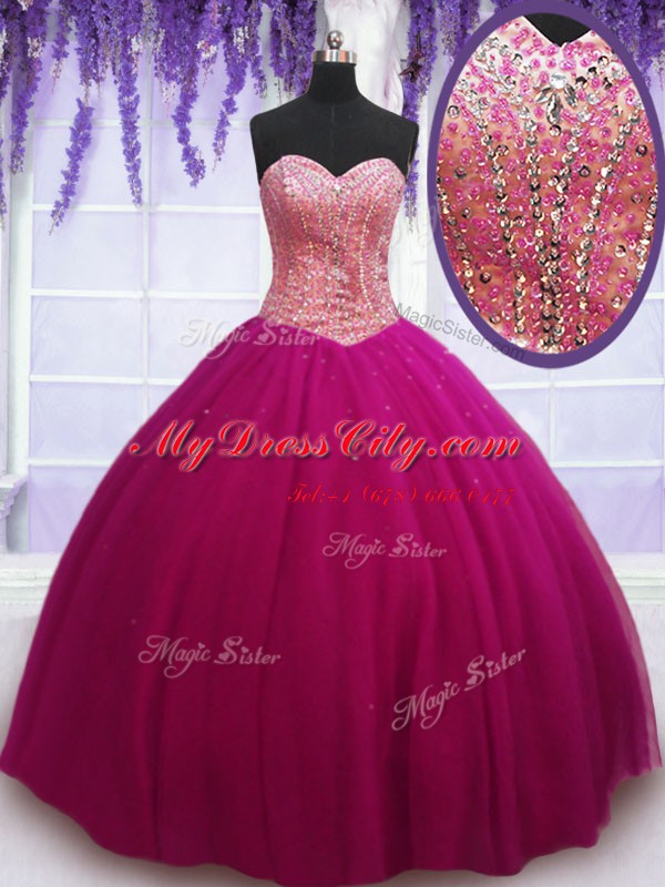 Sleeveless Beading Lace Up Ball Gown Prom Dress