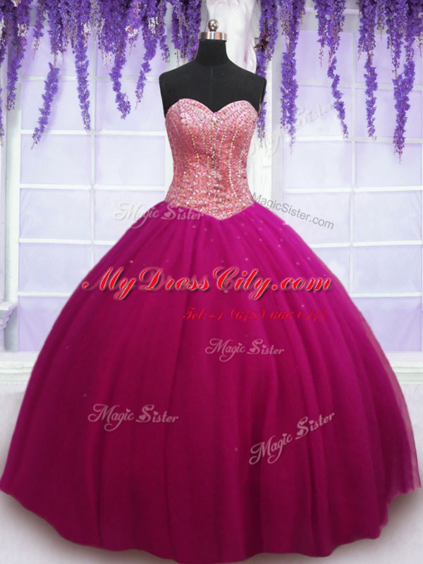 Sleeveless Beading Lace Up Ball Gown Prom Dress