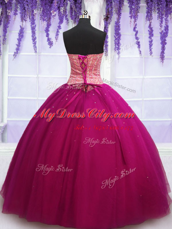 Sleeveless Beading Lace Up Ball Gown Prom Dress