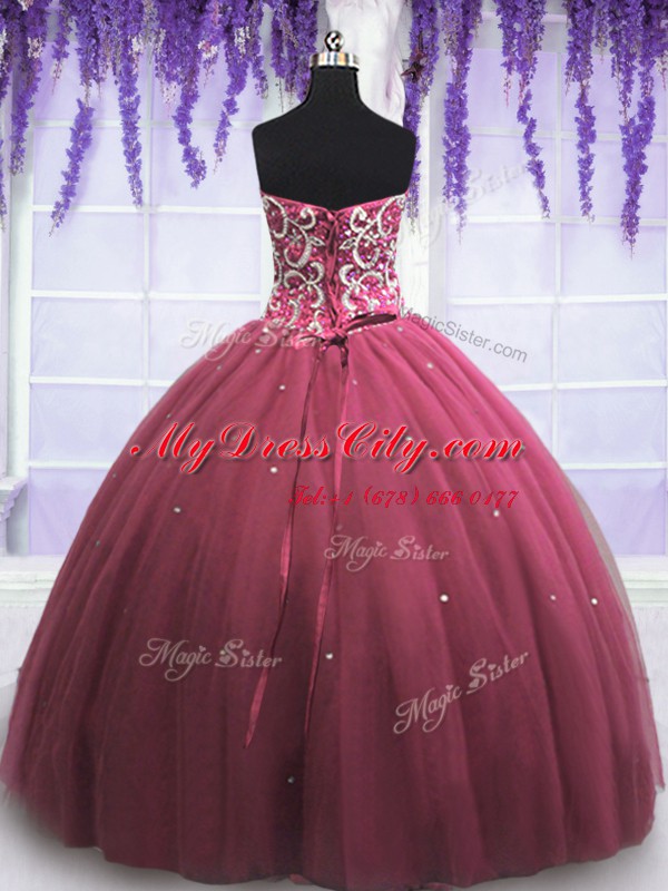 Pink Lace Up 15th Birthday Dress Beading and Appliques Sleeveless Floor Length