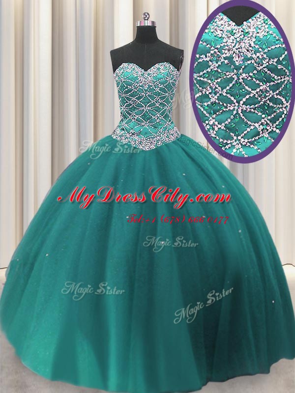 Sleeveless Beading and Sequins Lace Up Vestidos de Quinceanera