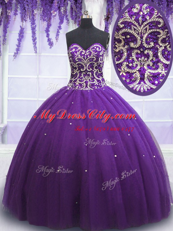 Sleeveless Lace Up Floor Length Beading Sweet 16 Quinceanera Dress