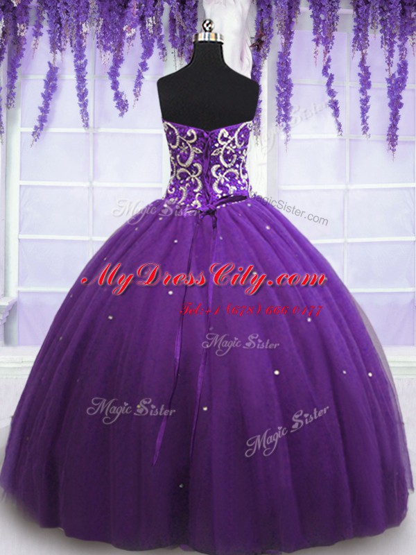 Sleeveless Lace Up Floor Length Beading Sweet 16 Quinceanera Dress