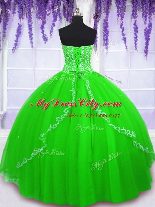 Sweetheart Lace Up Beading Quinceanera Gown Sleeveless