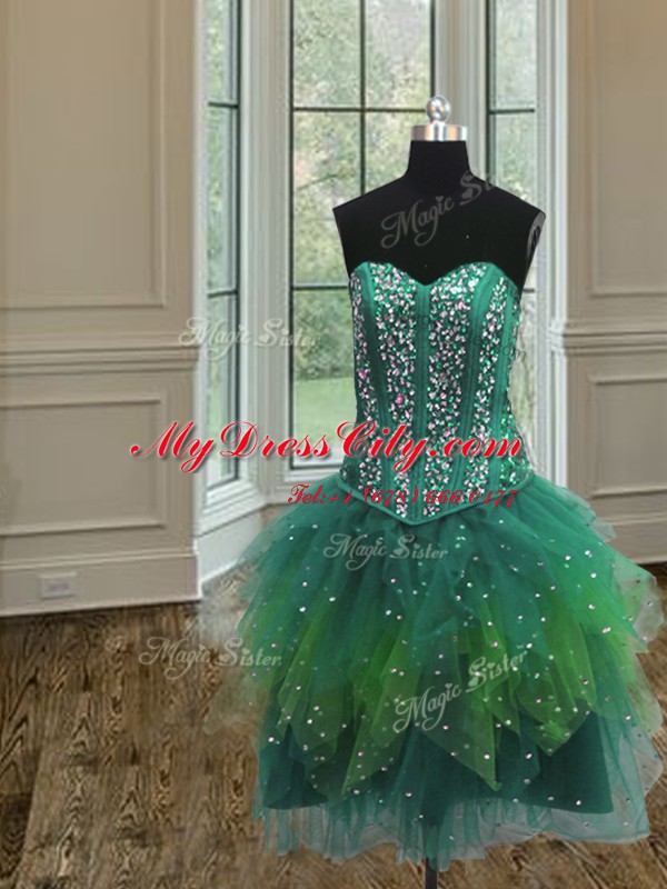 Sumptuous Three Piece Floor Length Multi-color Sweet 16 Quinceanera Dress Tulle Sleeveless Beading