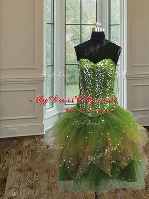 Three Piece Ball Gowns Vestidos de Quinceanera Multi-color Sweetheart Tulle Sleeveless Floor Length Lace Up