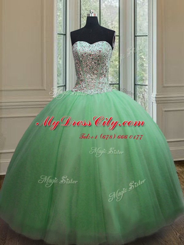 Glorious Sleeveless Beading Floor Length Quinceanera Gown