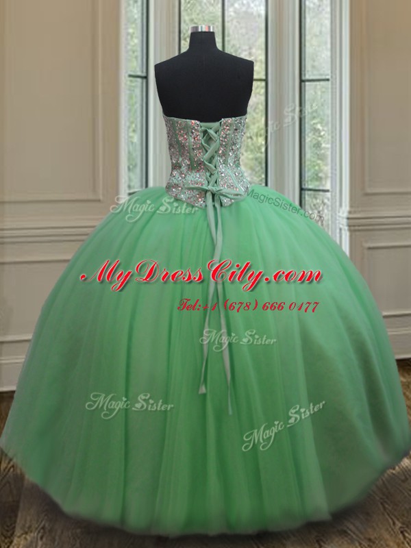 Glorious Sleeveless Beading Floor Length Quinceanera Gown