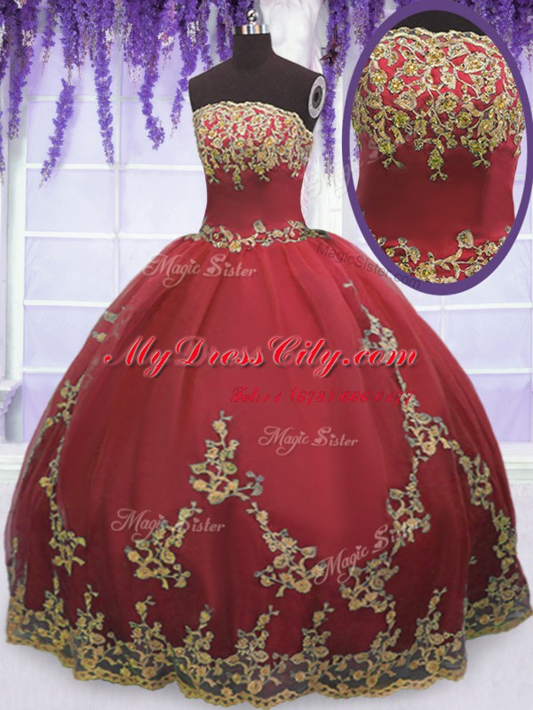 Tulle Sleeveless Floor Length Vestidos de Quinceanera and Appliques