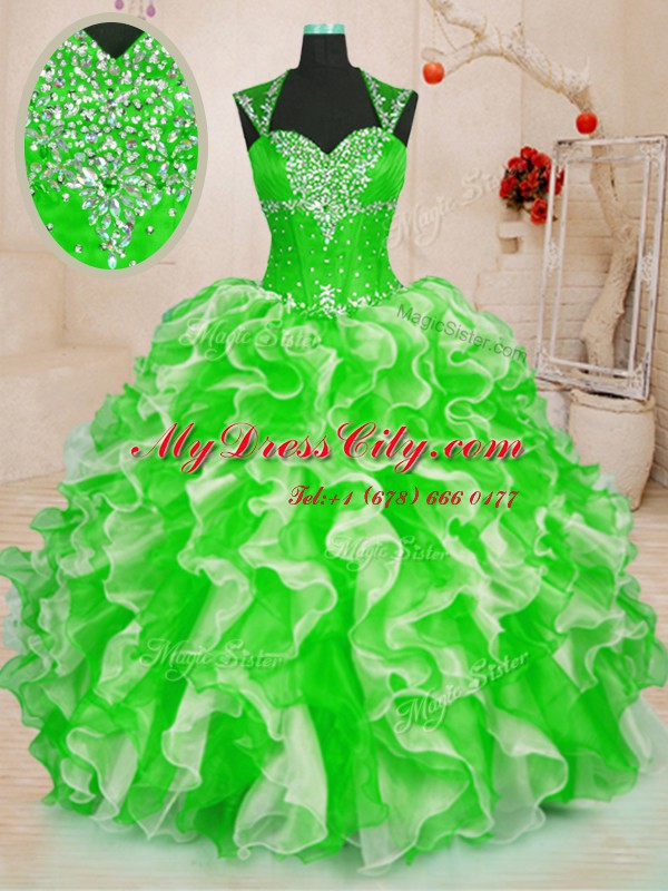 Edgy Ball Gowns Vestidos de Quinceanera Sweetheart Organza Sleeveless Floor Length Lace Up